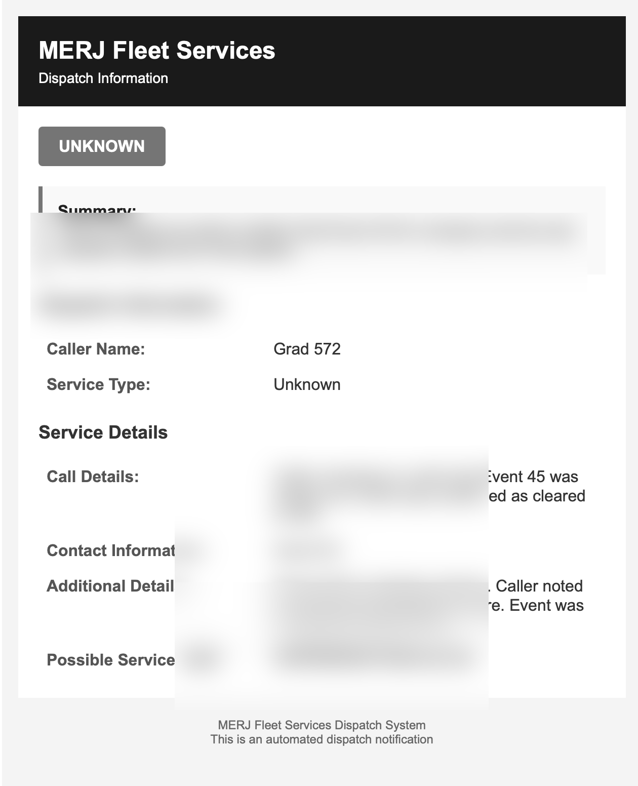 Dispatch notification example 9